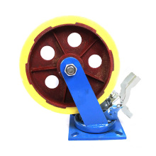 12 inch overweight flat plate Iron nylon casters with brake